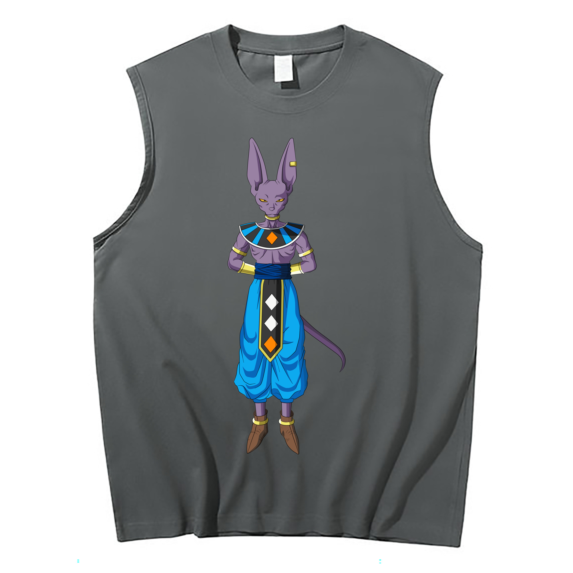 （画像用） ドラゴンボール ビルス 破壊神ビルス DRAGON BALL Beerus Birusu コットン100％タンクトップ（フロントプリント）
